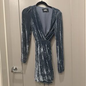Elegant Blue Velvet Dress